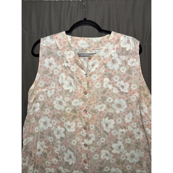 PINKK Housecoat Duster Women's Size L Robe Floral Pockets Snaps Tie Quilted - Picture 2 of 15